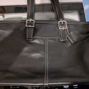 Coach Black Leather Tote Bag